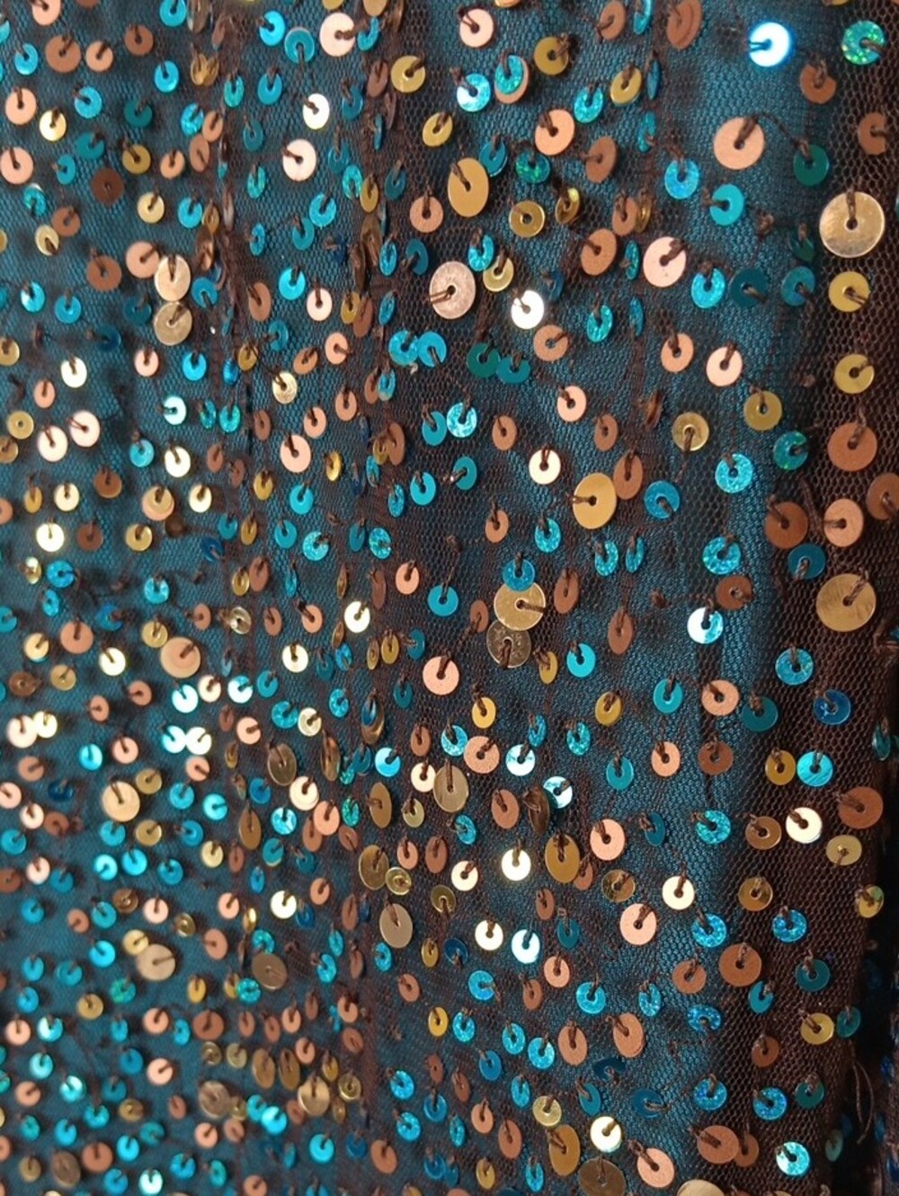 Scala Teal & Brown Sequin Strappy Maxi Gown - Picture 13 of 13